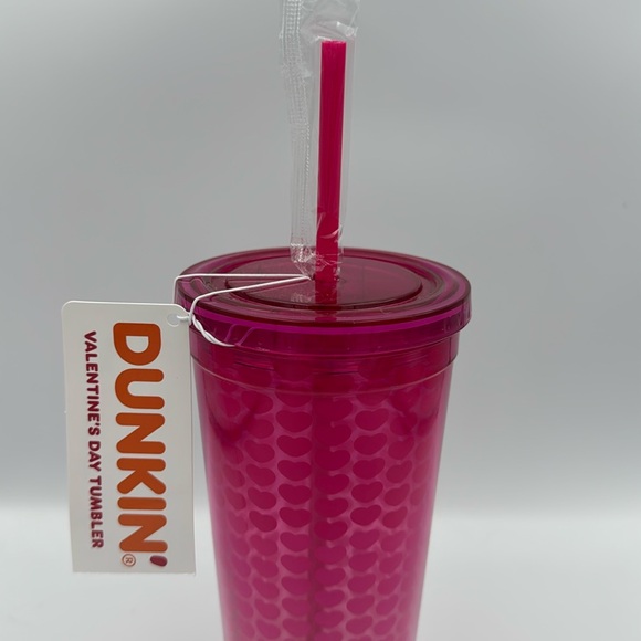 Dunkin Donuts Pink Ombre Hearts‎ Valentines Day Tumbler, Heart Shaped - Picture 3 of 10